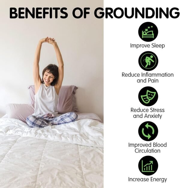 Grounding Sheets 27 * 52 inch, Conductive Grounding Sheets with Grounding Cord, Grounding Sheets for Earth with Silver Fiber & Organic Cotton, Gray - Image 6