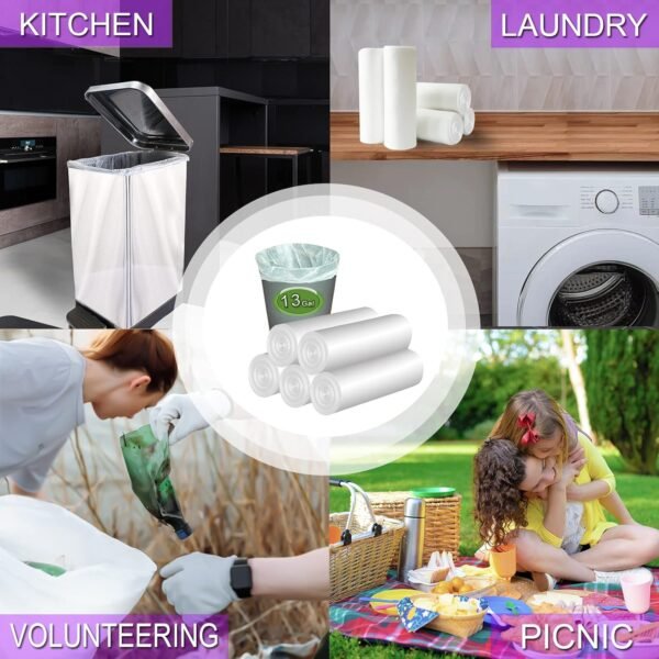 Trash Bags 13 Gallon Tall Kitchen Garbage Bags, Inwaysin Recycle Bags, Biodegradable White Trash Bags, 75ct - Image 2