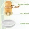 Bamboo Dish Scrub Brushes by Subekyu, Kitchen Wooden Cleaning Scrubbers Set for Washing Cast Iron Pan/Pot, Natural Sisal Bristles, Set of 3 - Image 4