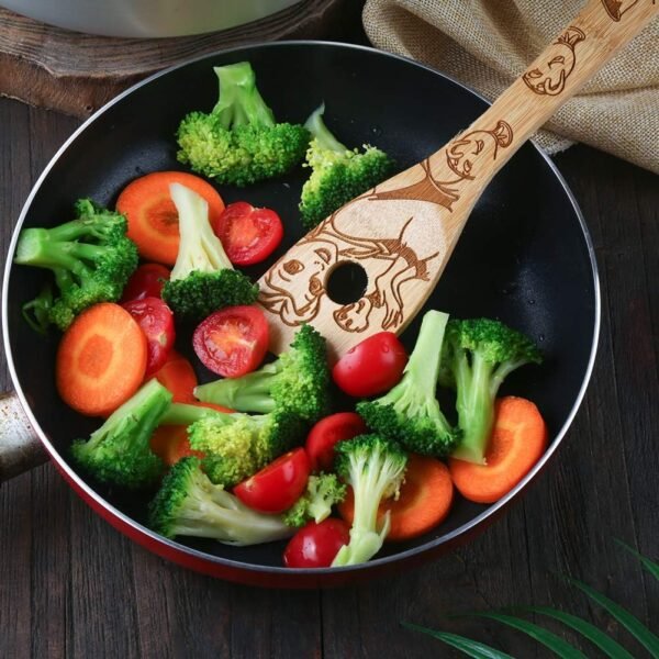 Beauty and the Beast Burned Wooden Spoons Cooking &Serving Utensils Set Bamboo Spoon Slotted Kitchen Utensil Fun Gift Idea Warming Present (Set of 5) - Image 6