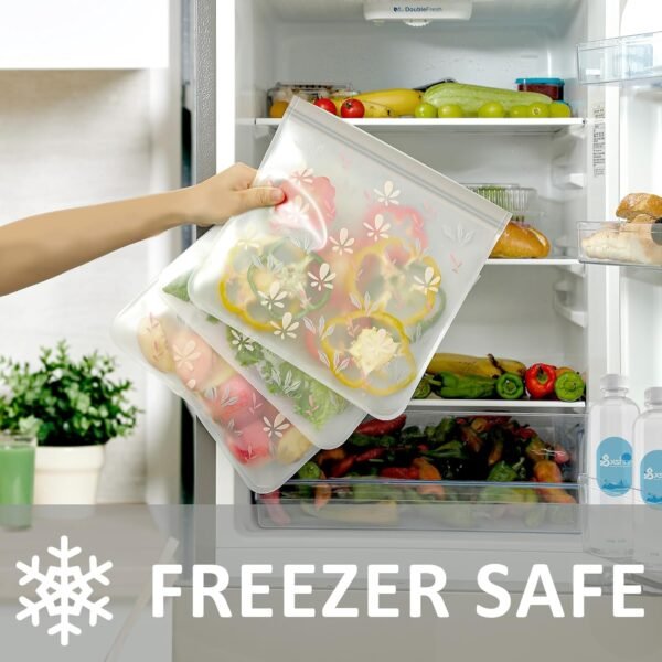 10 Pack Dishwasher Safe Reusable Gallon Bags Silicone, Leak proof Reusable Freezer Bags for Food Storage Home Organization Traval & Make-up BPA FREE for Food Storage Home for Salad Fruit - Image 5