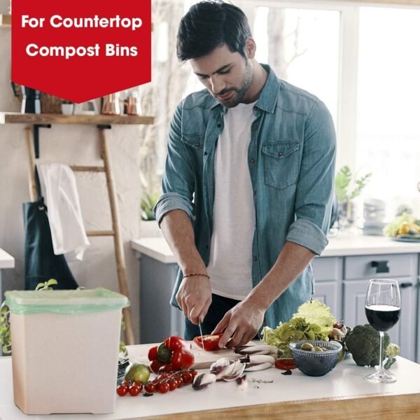 Compost Bags, Compostable Trash Bags 2.6 Gallon Compostable Bags 100 Count Small Compost Bags for Countertop bin Extra Thick 0.71 Mil. ASTM D6400 Certified By BPI and TÜV AUSTRIA - Image 3