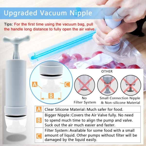 MOMODA Sous Vide Cooking Bags - Set of 40 | BPA-Free Reusable Vacuum Seal Bags with Air Valve for Joule and Anova Cookers | Freezer Safe Vacuum Food Storage Bags with Upgraded Hand Pump Included - Image 3