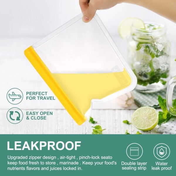 27 Pack Reusable Storage Bags BPA Free, Leak-proof Freezer Bags (9 Reusable Gallon Bags + 9 Reusable Sandwich Bags + 9 Reusable Snack Bags) Washable Eco-Friendly Lunch Bags - Image 3