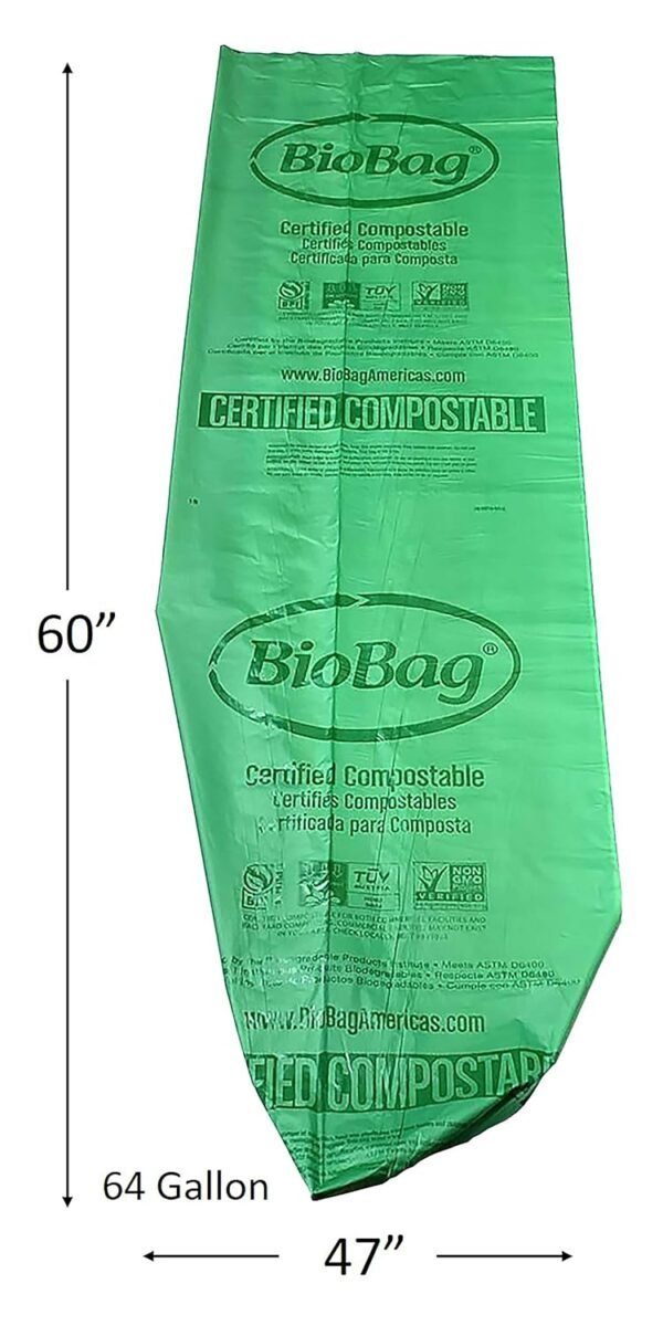 BioBag (USA) The Original Compostable Bag, 64 Gallon, 60 Count, 100% Certified Compostable Trash Bag Liners for Food Waste, Extra Strong and Durable, Trash Bag - Image 5