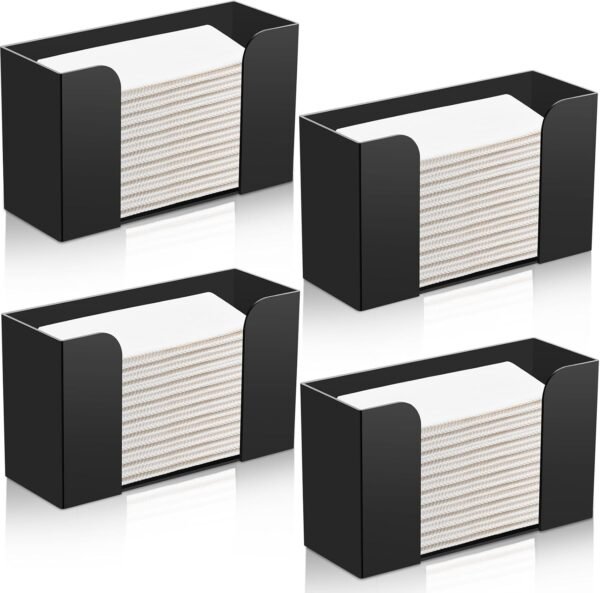4 Pack Acrylic Countertop Paper Towel Dispenser Folded Paper Towel Dispenser for Kitchen or Bathroom Multifold Trifold Napkin Holder Disposable Hand Towel Tray for Bathroom Toilet Kitchen