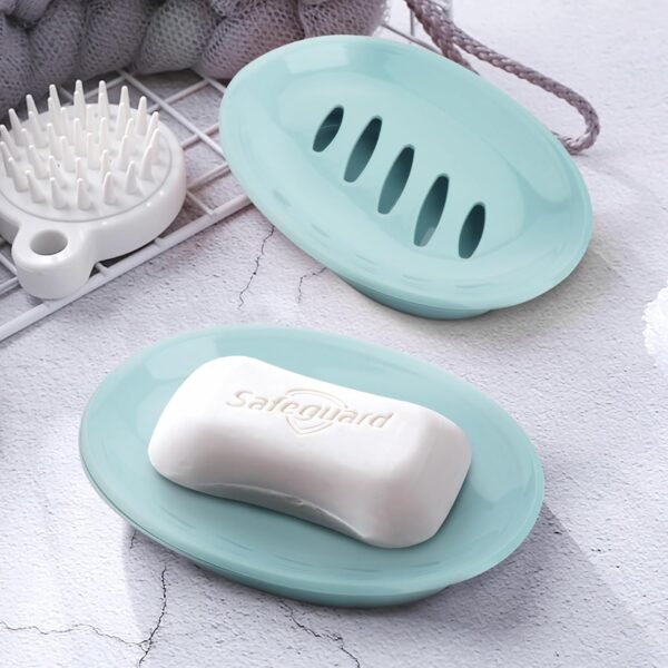 2 Pack Soap Dish with Drain Plastic Soap Holder for Shower Soap Box Easy to Clean & Keep Dry Soap Tray Suitable for Bathroom, Kitchen (Blue) - Image 2