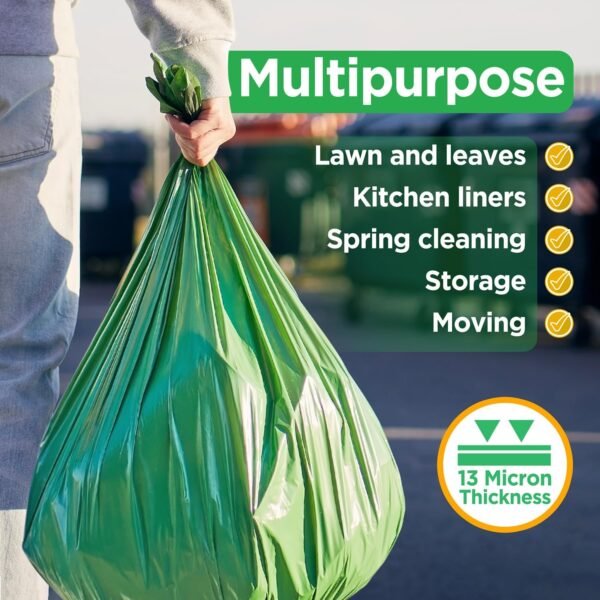 ToughBag 33 Gallon Recycling Trash Bags (100 Count) - Green Trash Bags, Yard Waste Bags, Large Garbage Bags, 30 Gallon Lawn Bags - Image 7