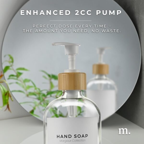 MaisoNovo Kitchen Soap Dispenser | 16.9 fl oz Glass Clear Soap Dispenser with Bamboo Pump - Image 4