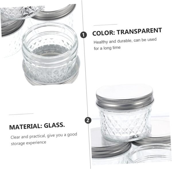 6 Pcs Diamond Mason Jar Empty Bottles Pickle Bottle Mason Jars Canning Clear Glass Storage Bottles Transparent Glass Bottles Glass Storage Container 100ml Glass Bottles Glass Jars - Image 3