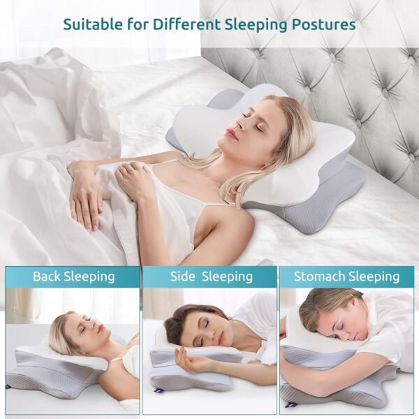DONAMA Cervical Pillow for Neck and Shoulder,Contour Memory Foam Pillow,Ergonomic Neck Support Pillow for Side Back Stomach Sleepers with Pillowcase - Image 6