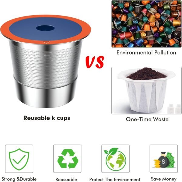 Stainless Steel Reusable K Cups for Keuring 2.0& 1.0, Reusable Coffee Pods for Keuring Coffee Maker,2 Pack Reusable K Cups with 1 Pack Coffee Scoop, Permanent K Cup Filters （2Pack) - Image 6