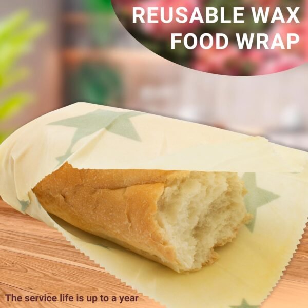 EZGOODZ Beeswax Wraps for Food, S, M, L. Pack of 3 Sustainable Food Storage Containers. Eco Friendly Wax Food Wrap with Stars Print. Washable Reusable Cotton Food Wraps with Honeycomb Pattern - Image 6