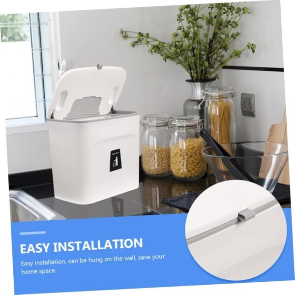Alipis 1pc Trash Can with Lid Collapsible Compost Bin Filters Charcoal Rv Garbage Can for Trailer Kitchen Clear Hanging Trash Bin with Lid Recycle Bin Hanging Garbage Sensor Plastic White - Image 9