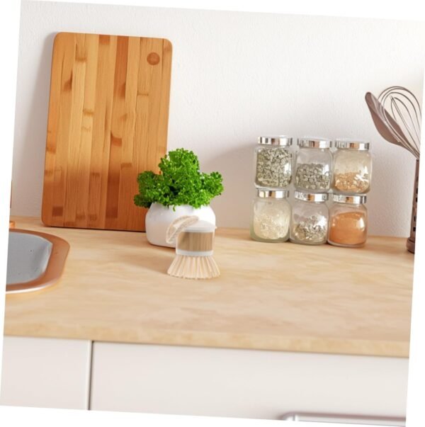 Dish Brush Wok Brush Dish Scrub Brush Pot Scrubber Dish Scrubber Brush Natural Dish Brush With Handle For Kitchen Cleaning Dishwashing Scrubbing Pots Pans White - Image 5