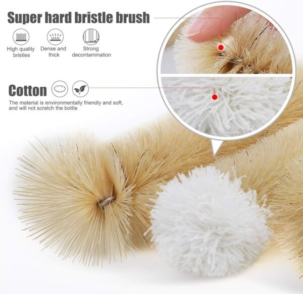 MASTERTOP 9 Pieces Bottle Brush Set - Long Water Bottle and Straw Brush Cleaner BPA Free Bottle Cleaner Brush for Straws Baby Bottle Pipes Coffee Grinder Teapot Narrow Neck Wide Mouth Water Bottles - Image 2