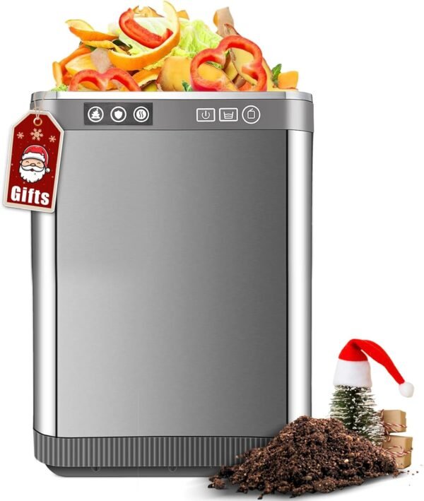 4L Smart Electric Composter for Kitchen, Odorless Kitchen Composter with 2 Carbon Filter, Energy Efficient Countertop Compost Bin with 3 Modes/Auto-Cleaning/Silent,Quickly Turn Food Waste into Compost