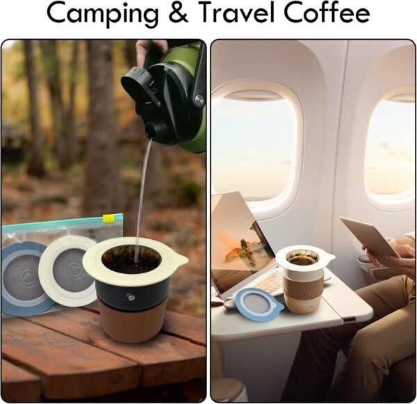 Portable Pour Over Coffee Dripper Reusable Coffee Filters Pour Over Coffee Maker for Camping Coffee, Travel Coffee Maker (50, white) - Image 4