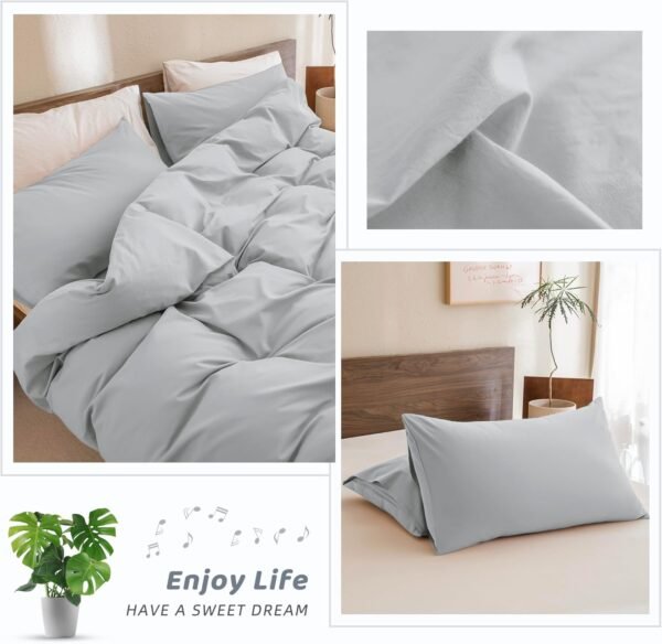 Sanracie King Comforter Set,100% Organic Cotton Linen Feel Textured Comforter Set Cornflower Blue,Winter Warm Simple King Bedding Set 3pcs(1 Aesthetic Solid Comforter + 2 Pillowcases) Soft Lightweight - Image 7