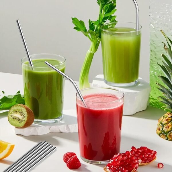 8 Pack Reusable Stainless Steel Straws, 2 Straw Cleaning Brushand 4 Silicone Tips with 1 Travel Case, Metal Straws for Smoothies Tumblers Cocktail MilkShake - Image 5