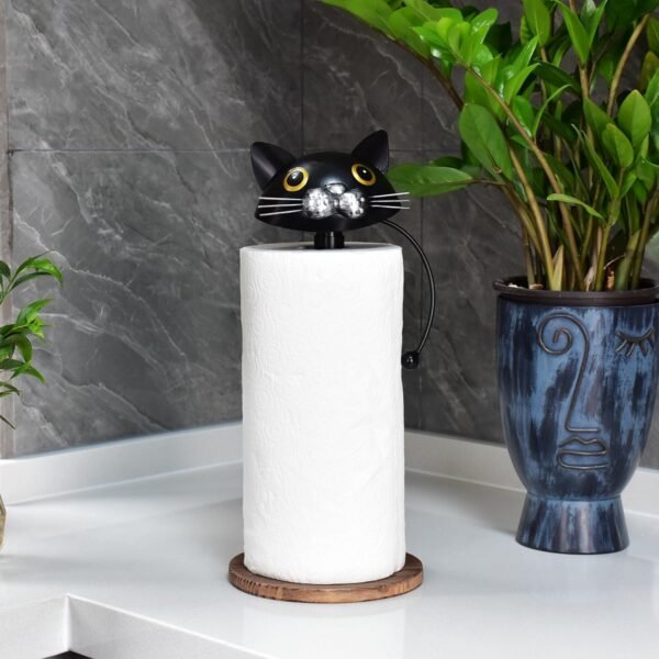 Paper Towel Holder - Black Cat Paper Towel Holder Countertop for Kitchen Dining Table Home Decor, Perfect for Cat Lovers (Black Cat) - Image 2