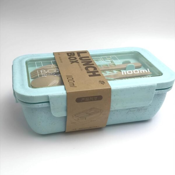 Lunch Box Bento Wheat Straw 2 Compartments, Eco-Friendly, Dishwasher & Microwave Safe, BPA-free, Air Tight, Leakproof, Compact & Portable (blue) - Image 8