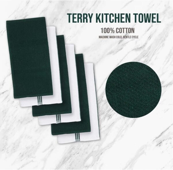Lane Linen Dish Towels and Dishcloths Sets - 16 Pc Kitchen Towels Set, 500 Degree Heat Resistant Kitchen Mitts and Pot Holders, 100% Cotton Dish Towels, Kitchen Dish Rags for Washing Dishes - Green - Image 6
