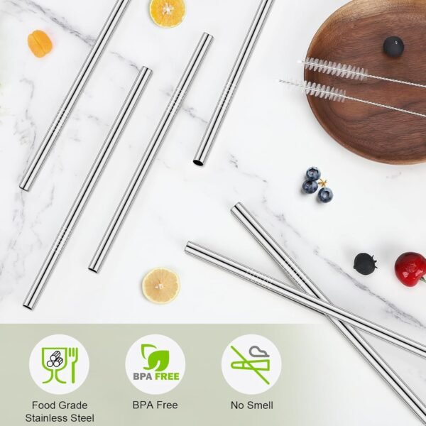 Axlksia 6 Pcs Replacement Metal Straws for Owala Water Bottles 24 oz and 32 oz, with 2 Straw Cleaners. Reusable Stainless Steel Straws Compatible with Owala Water Bottles - Image 4