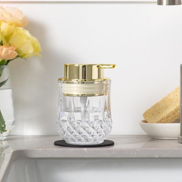 Glass Soap Dispenser,Bathroom Hand Liquid Soap Dispensers,Refillable Dish Soap Dispenser for Gold Pump,Lotion Dispenser for Bathroom,Kitchen (Clear/Gold Liquid Pump) - Image 6