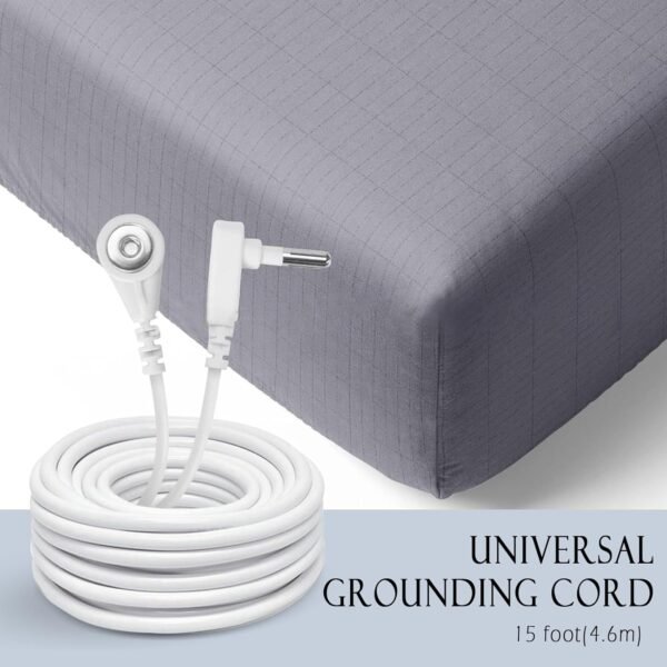 Grounding Sheets Queen Size 5% Pure Silver Fiber+95% Organic Cotton, Grounded Fitted Sheet Earth Connected Bedding (60"x 80"x 13" Gray) Earth Sheets with Grounding Cord - Image 3