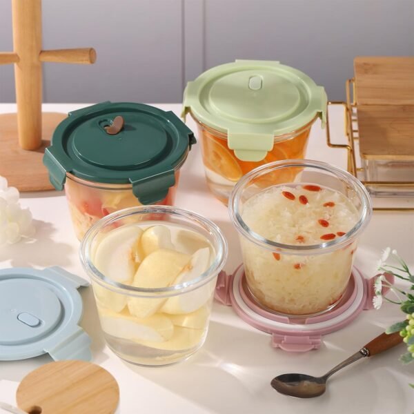 VanEnjoy 23oz 4 Cup Glass Storage Containers with Lids, Airtight Round Food Containers with Lids, Soup Storage Containers Glass Freezer Containers - Image 7
