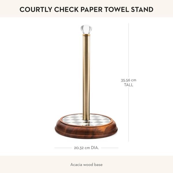 MACKENZIE-CHILDS Wood Paper Towel Holder, Decorative Paper Towel Holder for Kitchen, Black-and-White Courtly Check - Image 4