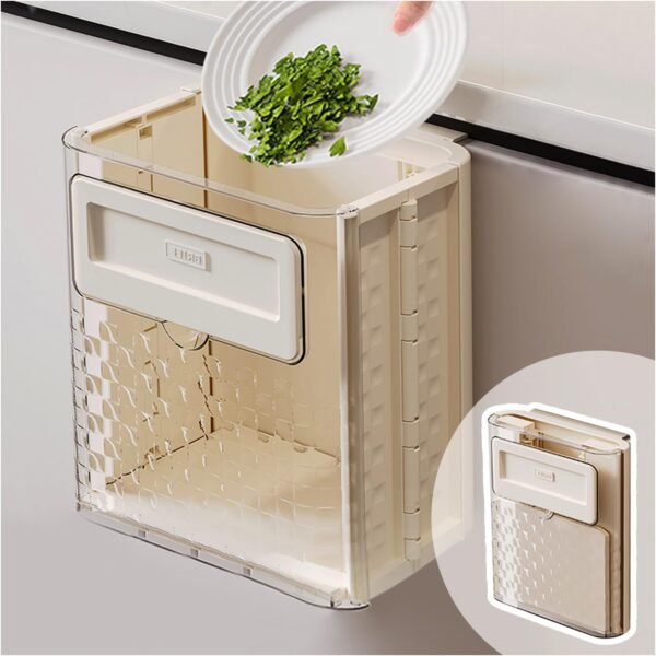 Hanging Kitchen Trash Can Collapsible Trash Bin Magnetic Garbage Bin Plastic Waste Can Compost Bin Garbage Can for Kitchen Bedroom Bathroom Cabinet