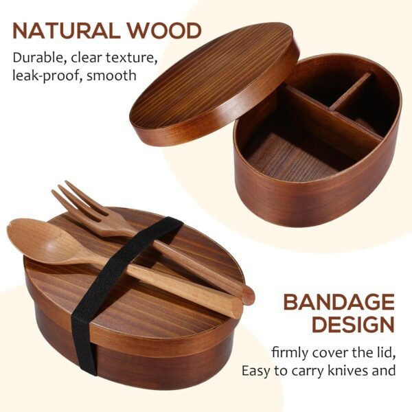 ABOOFAN 2pcs Japanese Bento Box Wood Splitter Lunch Box Japanese Food Box Japanese Food Container Portable Lunch Containers Wood Lunch Box Lunch Sushi Box Bento Box Japanese Style Wood - Image 4
