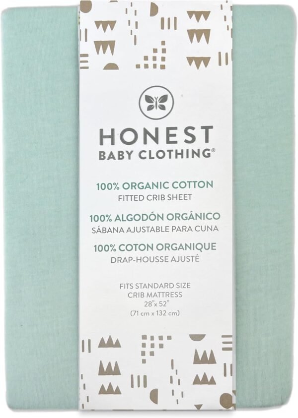 HonestBaby Fitted Crib Sheets Fits Standard Mattress Bassinet, Mini Prints 100% Organic Cotton Baby Boys, Girls, Unisex, Sage Fitted Crib Sheet, One Size - Image 2