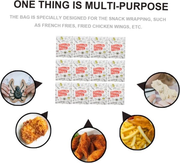 300pcs French Fries Greaseproof Paper Bag Reusable Juice Pouches Lunch Bag Containers Food Containers Large Zip Lock Bags Reusable Drink Pouches Popcorn Tote Bag Snack Wrapping Bag - Image 9