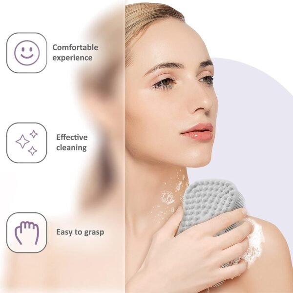 TOPHOME Cleaning Brush Multipurpose Scrubber for Kitchen, Silicone Sponge, Brush Pot Pan Dish Bowl, Wash Fruit and Vegetable, Pot Holder (Grey)-1pc - Image 4