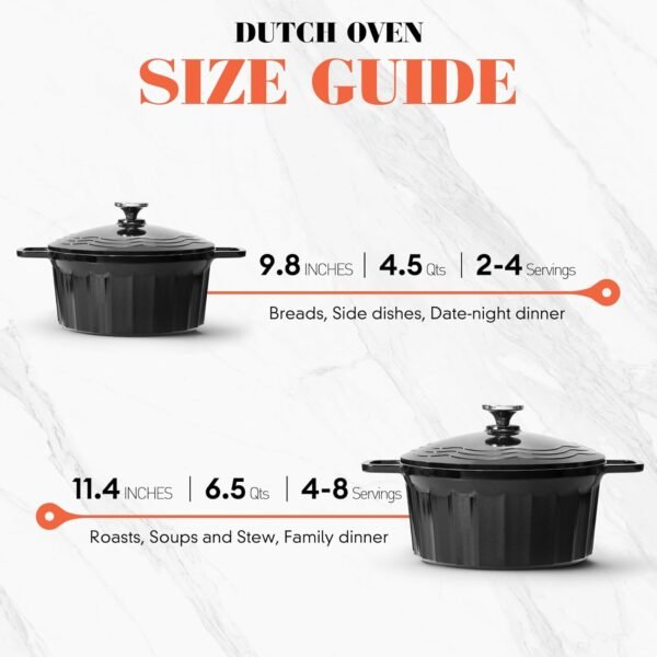 Dutch Oven Pot with Lid, 6.5 Quart Enameled Cast Aluminum Non-Stick Lightweight Pot for Braising, Baking and More, Oven Safe up to 446° F, Works on All Stovetops - Image 6