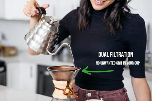 Barista Warrior Compatible for Chemex, Hario V60 & popular coffee makers, Pour Over Coffee Filters- Reusable and Permanent Coffee Cone Dripper (Copper Coated) - Image 3