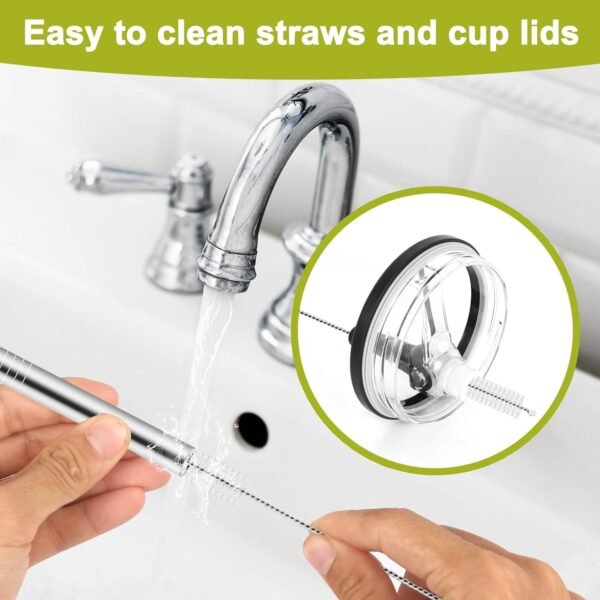 Straws Replacement for Hydrojug Traveler 40 Oz, Reusable Metal Straws Compatible With Hydrojug Tumbler, Stainless Steel Straight Drinking Straws, With 2 Straw Cleaner Brush - 4 Pack - Image 5