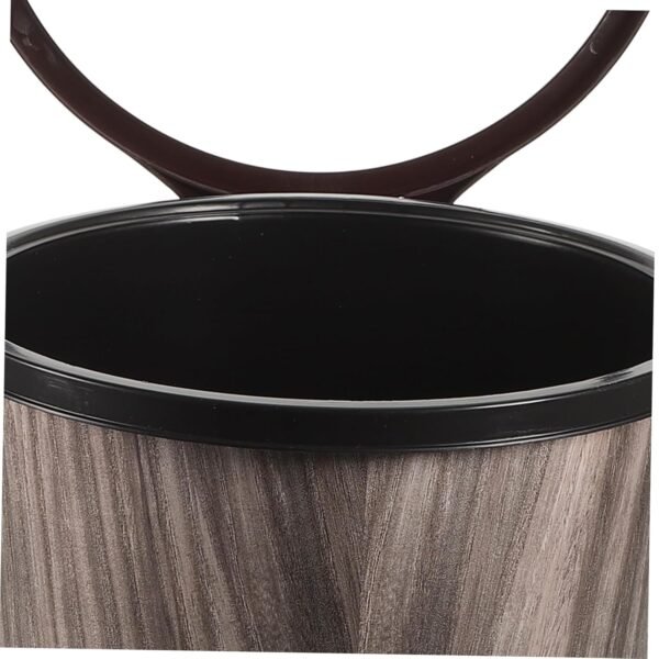 Cabilock Imitation Wood Grain Trash Can Office Garbage Bin White Trash Can Compost Modern Trash Basket Wicker Trash Can Washroom Trash Cans Bathroom Bin Sink Wastebasket Novelty PVC Plastic - Image 7