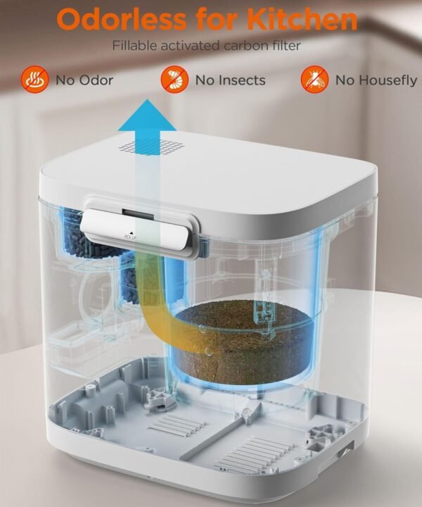 Electric Composter for Kitchen, 4L Compost Bin, Odorless Indoor Composter，Efficient with Zero Odor Carbon Filter, Kitchen Composter，Turns Waste Into Dry Fertilizer, Easy to Use Compost Bin. - Image 3