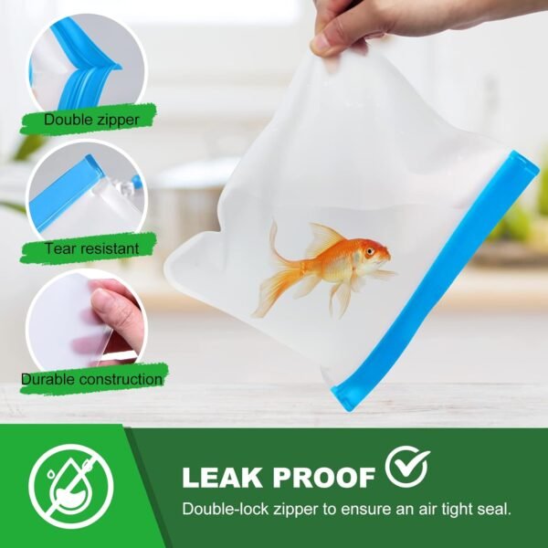 Gallon Freezer Bags, Reusable Ziplock Bags Silicone Bags Reusable Food Storage Bags, Large Zip Lock Bags Gallon, Lunch Home Fridge Kitchen Organization Storage Meal Prep Freezer Containers Sets - Image 4