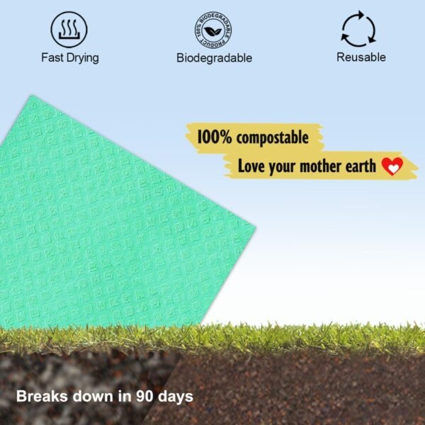 Swedish Dish Cloths - 10 Pack Reusable Kitchen Dishcloths - Ultra Absorbent Dish Towels for Washing Dishes - Cellulose Sponge Cloth Cleaning Rag - Assorted - Image 6