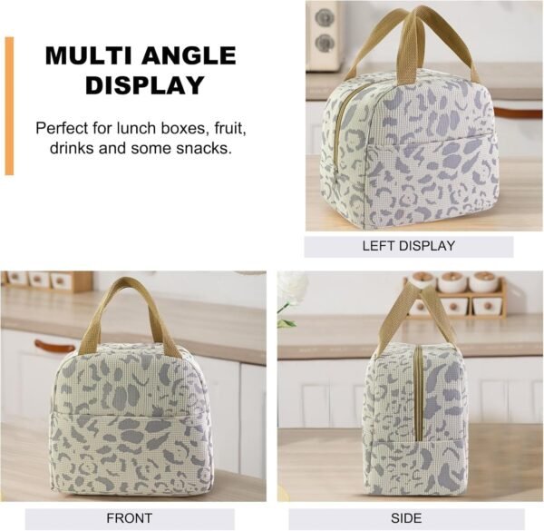 Mziart Lunch Bag Lunch Box for Women Men, Cute Ink Pattern Lunch Tote Bag Aesthetic Insulated Bento Box Meal Prep Containers Reusable Lunch Cooler Bag for Work Office Picnic Beach Travel (Beige) - Image 6