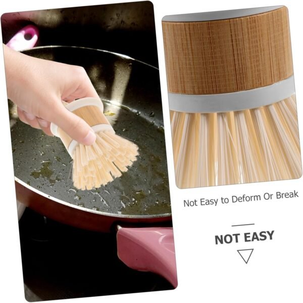 Dish Brush Wok Brush Dish Scrub Brush Pot Scrubber Dish Scrubber Brush Natural Dish Brush With Handle For Kitchen Cleaning Dishwashing Scrubbing Pots Pans White - Image 7