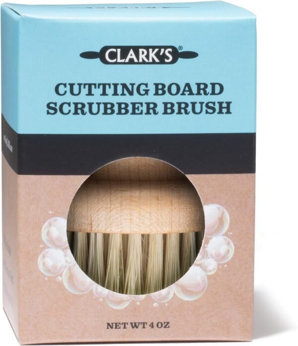 CLARK'S Cutting Board Oil Scrub Brush - Round Wood Applicator for Food Grade Mineral Oil and Wax on Wooden Bamboo, Cast Iron, and Utensils – USA Maple Construction – Kitchen Countertops Food Safe - Image 3