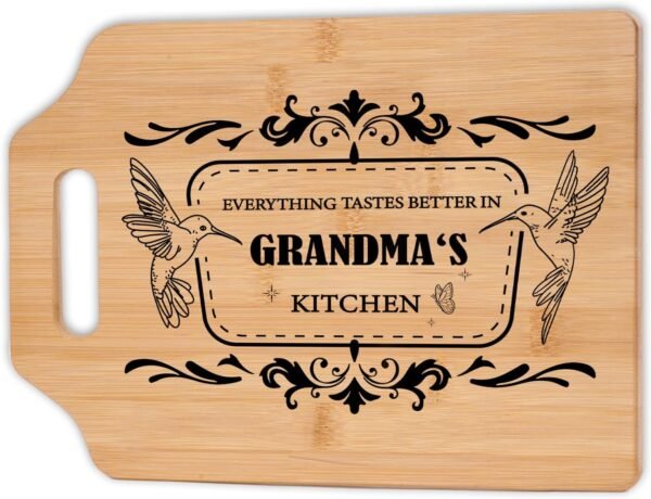 Gifts for Grandma, Grandma's Birthday Gifts, Engraved Bamboo Cutting Board 11"L x 8.5"W x 0.39"Th - Best Grandma Gifts from Daughter Son for Grandmas Birthday, Thanksgiving, Christmas.