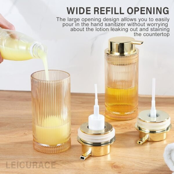 Glass Foam Soap Dispenser, Refillable Foaming Dispenser with Gold Pump, Foam Hand Soap Dispenser for Bathroom Kitchen, Modern Home Bathroom Kitchen Decor （Foam Type/Clear） - Image 2