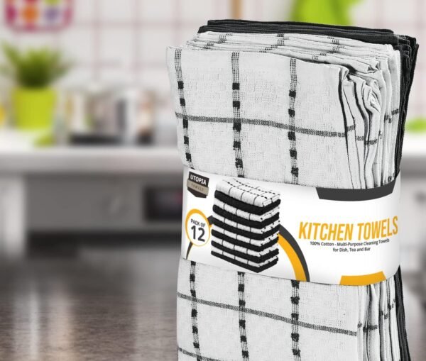 Utopia Towels Kitchen Towels, 15 x 25 Inches, 100% Ring Spun Cotton Super Soft and Absorbent Black Dish Towels, Tea Towels and Bar Towels, (Pack of 12) - Image 6